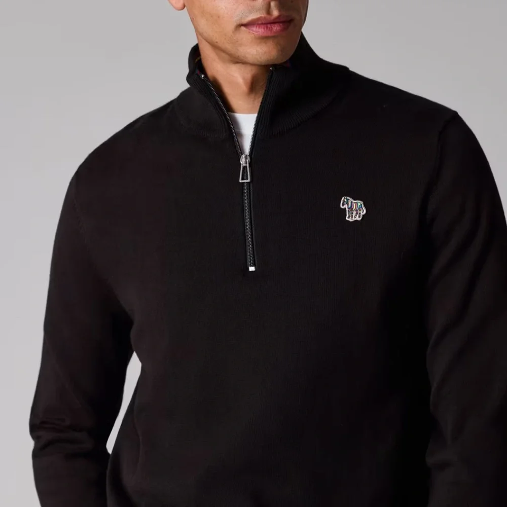 P. S. Paul Smith Men's Black Quarter-Zip Sweater S-M